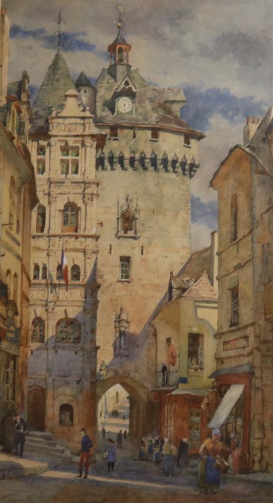 Andrew B. Donaldson (1840-1919), watercolour, Loches, 45 x 25cm